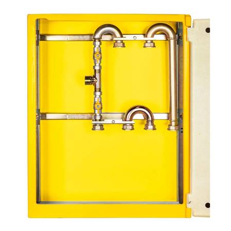 مركز تخفيض الضغط وقياس الغاز (MRS) لـ 2 متر غاز، مصنوع من اللامينيت، لون أصفر 670x870x250
