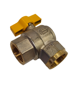 Angle brass ball valve DN25 1" f/f, T-handle