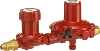 Double stage tank regulator with safety pressure relief valve PRV, 12kg/h, 37mbar, connections POLx thread 3/4"