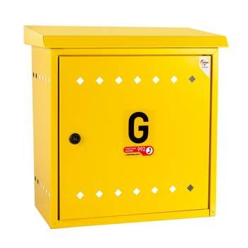 Wall-mounted gas cabinet 450x450x250, slanted roof, yellow