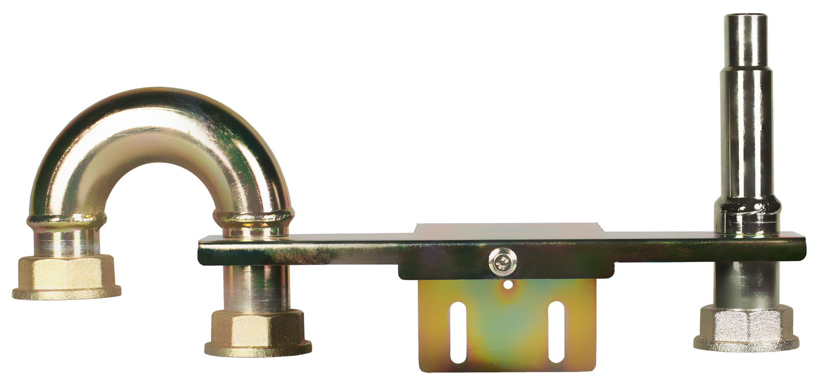 Gas meter bar G4/G6, upside outlet for brass connector 22mm Left side