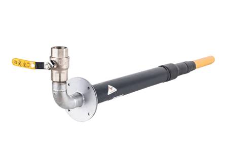 Bent gas entry pipe PE32 x ball valve 1"