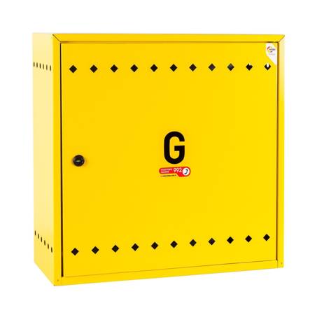 Free-standing gas cabinet, 600x600x250, flat roof, yellow