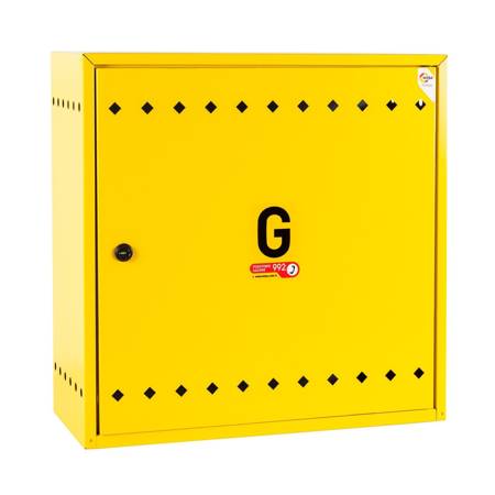 Wall-mounted gas cabinet, 450x450x250, flat roof, yellow