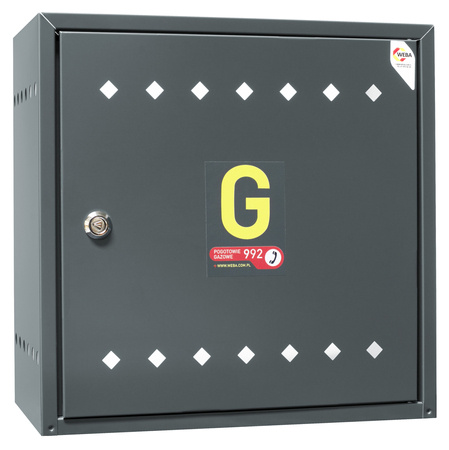 Wall-mounted gas cabinet 450x450x250, metal, flat roof, anthracite