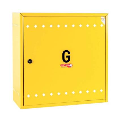 Wall-mounted gas cabinet, 600x600x250, flat roof, yellow