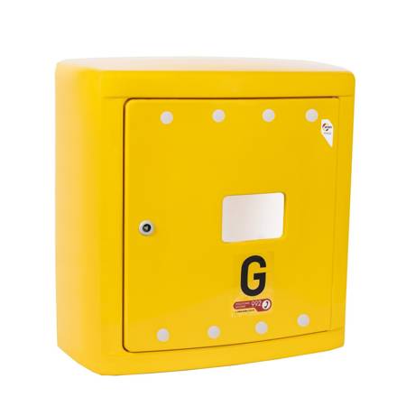 Wall-mounted laminate gas cabinet, yellow