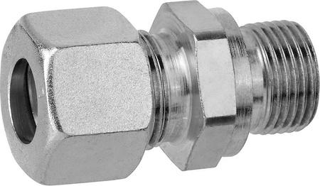 Straight screw-in connector type GERB with cylindrical male thread, RVS 12 x 3/4" male thread