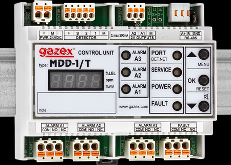 وحدة التحكم MDP-1.A/T، مدخل واحد، إمداد طاقة 12 فولت، للسكك الحديدية TS35