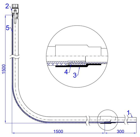 Colonne montante pré-isolée, PE32 x vanne 1'' L=1500xH=1500