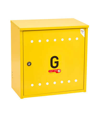 Wall-mounted gas cabinet 450x450x250, slanted roof, yellow