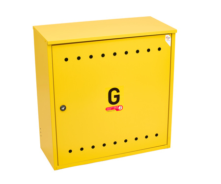 Free-standing gas cabinet 600x600x250, slanted roof, yellow