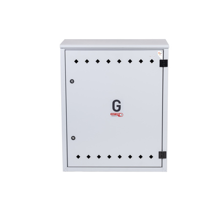 Station de comptage et de regulation de gaz (MRS) pour 2 compteurs de gaz verticaux, armoire en metal, gris 700x850x250