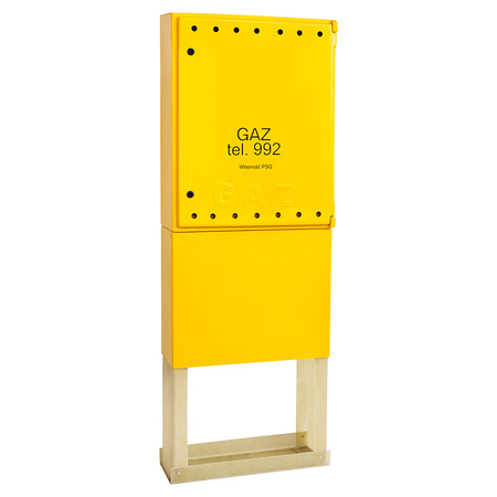 Laminate pedestal for gas pressure reducing and measuring station, base 670x250mm, H=1000mm - yellow