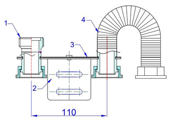 Support-Barre de compteur de gaz G4, R110 - filetage mâle 1 1/4" x tuyau flexible 1 1/4".