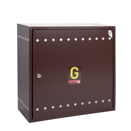 Wall-mounted gas cabinet, 600x600x250, flat roof, brown