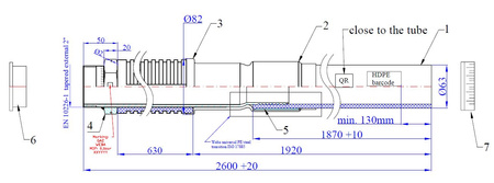 Underground gas entry pipe to building 63/50 with thread 2"