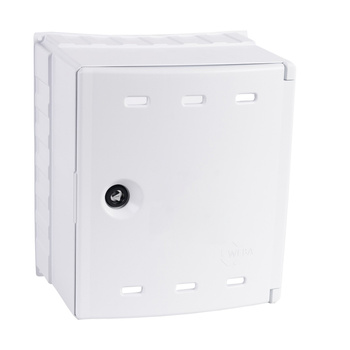 Wall-mounted gas cabinet for ball valve, 300x340x200, plastic - white