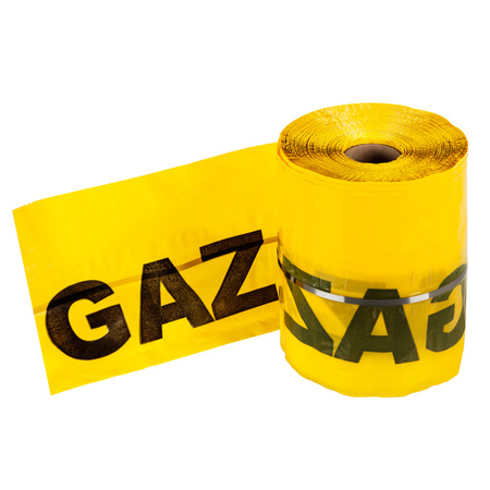 Warning tape with steel tracer wire and inscription "GAZ"