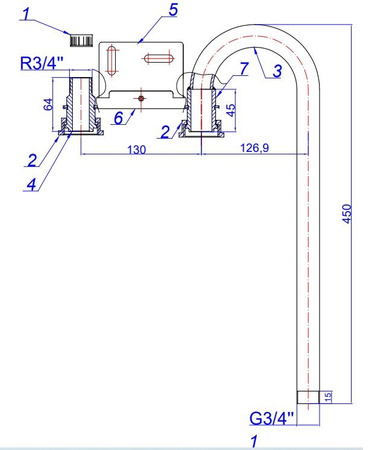 عداد غاز شريطي G4، R110، موضوع ذكر 3/4" x أنبوب فولاذي موضوع ذكر 3/4"