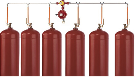 Installation set for 6 LPG gas cylinders